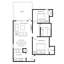 2 beds, 1 bath, 850 sqft, $1,442