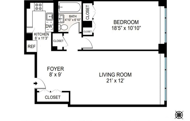 1 bed, 1 bath, 700 sqft, $3,500, Unit 2A