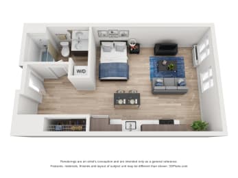 Studio, 1 bath, 537 sqft, $1,328