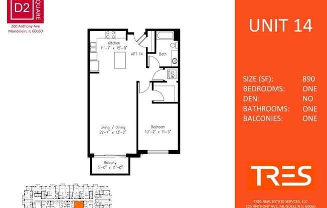 1 bed, 1 bath, 890 sqft, $1,990, Unit 514