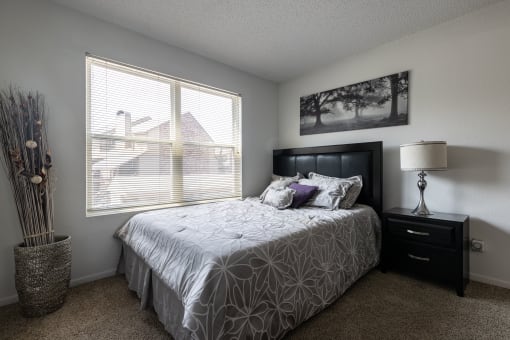 A cozy and inviting bedroom with plenty of natural light.