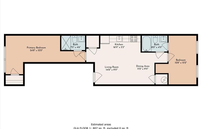 2 beds, 2 baths, 815 sqft, $1,450, Unit Unit 2