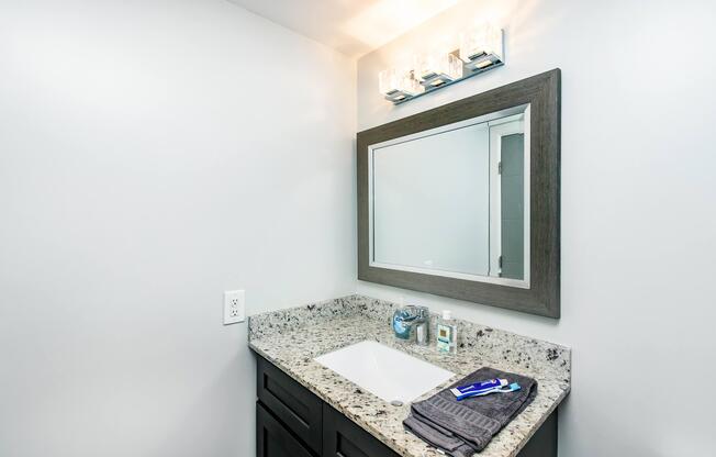 a sink and a mirror