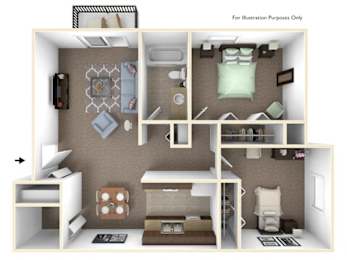 2 beds, 1 bath, 860 sqft, $1,105