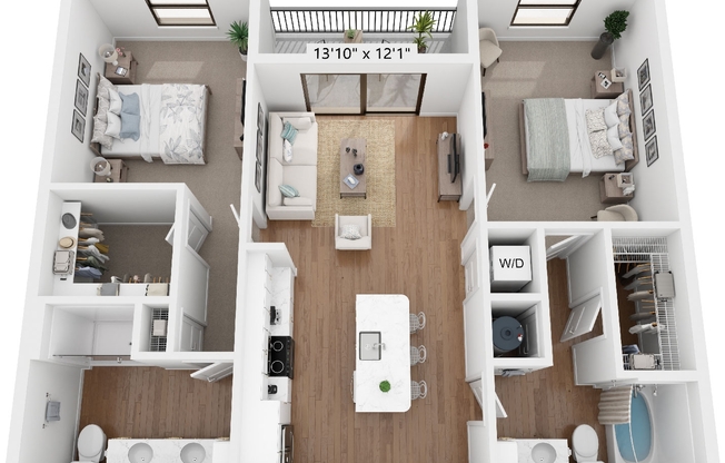 2 beds, 2 baths, 1,121 sqft, $2,966