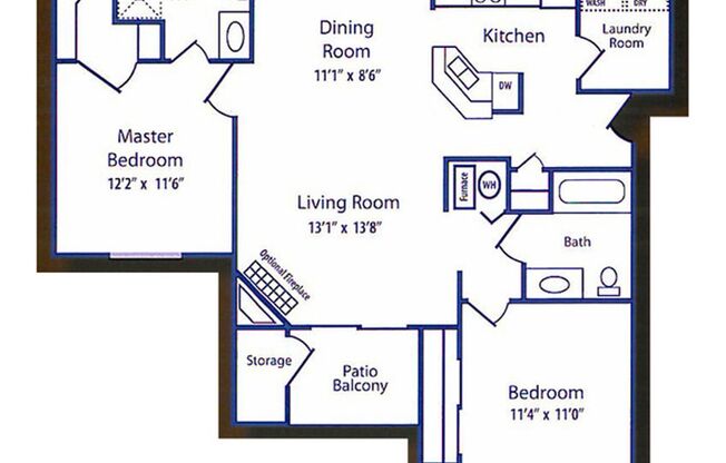 2 beds, 2 baths, 994 sqft, $1,304, Unit 2098C