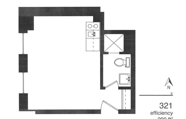 Studio, 1 bath, 200 sqft, $460, Unit 321
