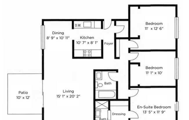 3 beds, 2 baths, 1,300 sqft, $2,505, Unit 3208-2