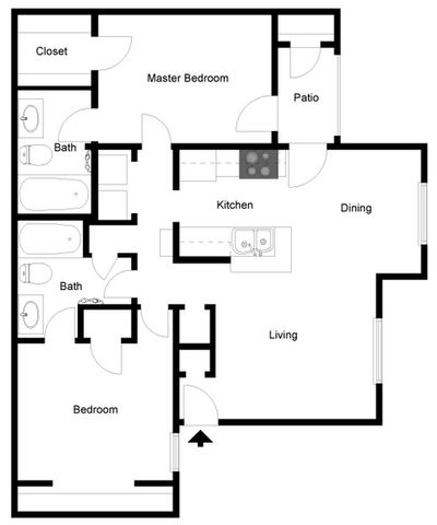 2 beds, 2 baths, 1,002 sqft, $1,589