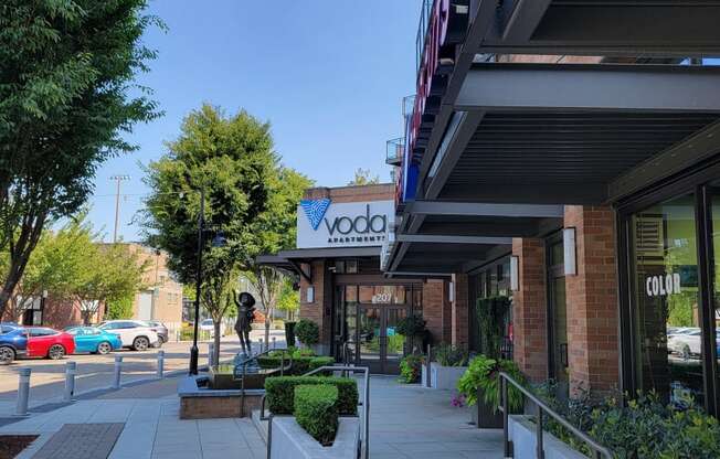Voda Apartment signage and front enterance