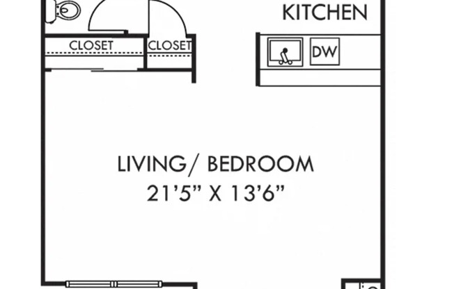 Studio, 1 bath, 531 sqft, $1,050