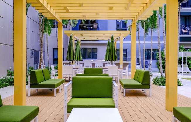 outdoor living area with comfortable seating at Berkshire Coral Gables apartments