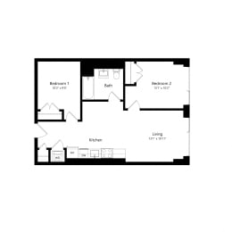 2 beds, 1 bath, 701 sqft, $2,471