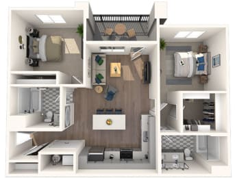 2 beds, 2 baths, 1,030 sqft, $1,664