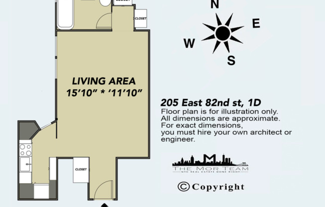 Studio, 1 bath, 450 sqft, $2,076, Unit 1D