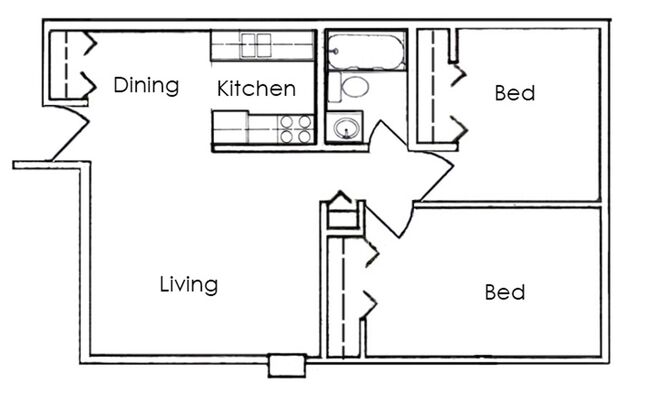 2 beds, 1 bath, 650 sqft, $815, Unit 411-23A