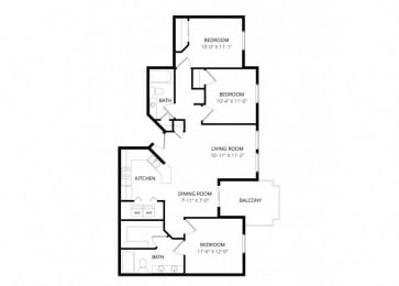 3 beds, 2 baths, 1,106 sqft, $1,750