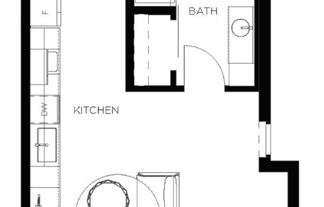 Studio, 1 bath, 487 sqft, $1,100