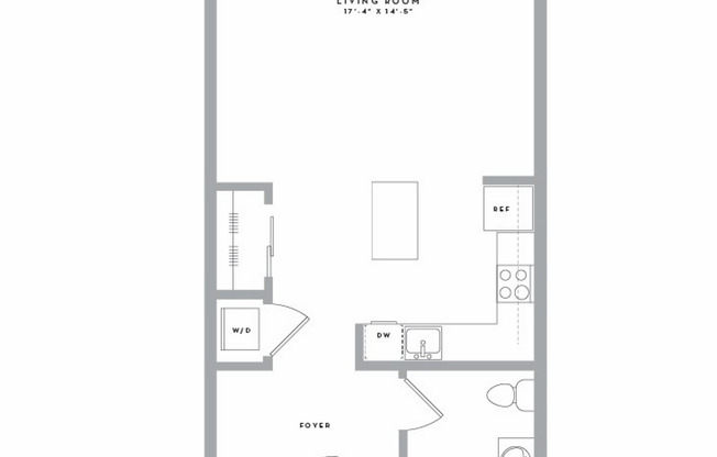 Studio, 1 bath, 558 sqft, $2,300