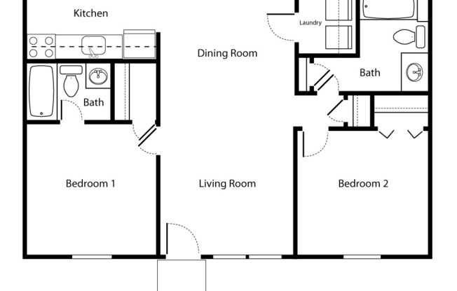 2 beds, 2 baths, 864 sqft, $1,395, Unit 13-G