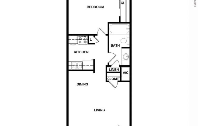 1 bed, 1 bath, 544 sqft, $811