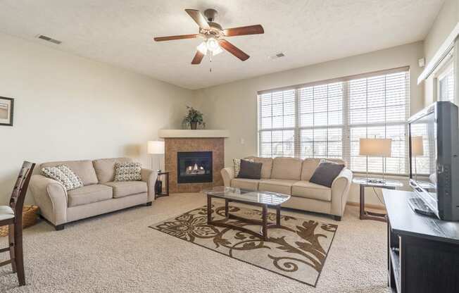 Interiors-Large windows with natural light in the living room at Stone Ridge Estates townhomes