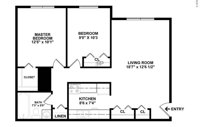 2 beds, 1 bath, 600 sqft, $1,036