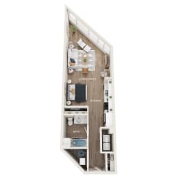 Studio, 1 bath, 623 sqft, $1,700