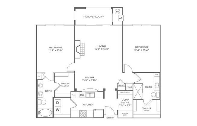 2 beds, 2 baths, 1,286 sqft, $2,316