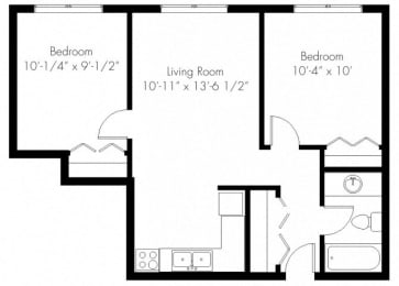 2 beds, 1 bath, 570 sqft, $1,415