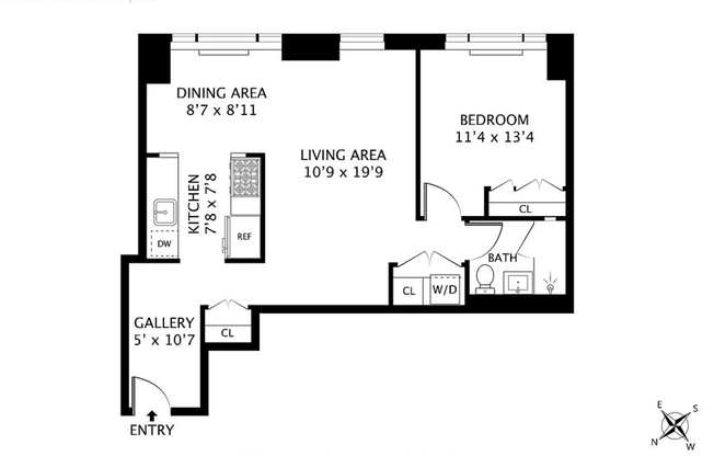 1 bed, 1 bath, 725 sqft, $4,995, Unit 7D