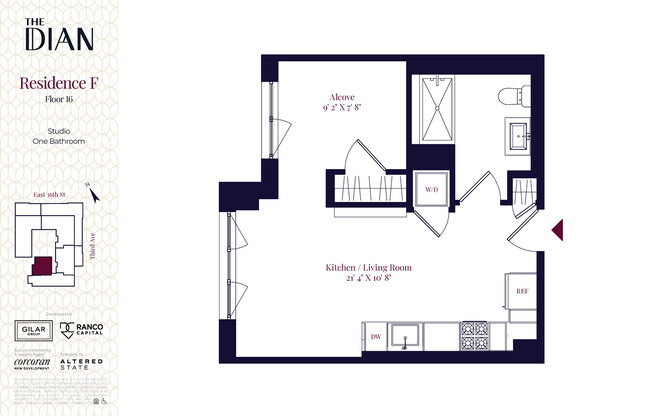Studio, 1 bath, $5,600, Unit 16F
