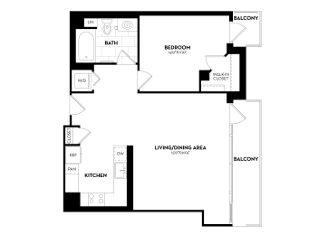 1 bed, 1 bath, 816 sqft, $3,454