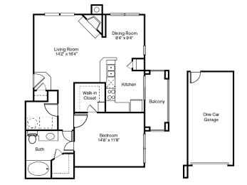 1 bed, 1 bath, 802 sqft, $1,599