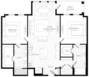 2 beds, 2 baths, 1,221 sqft, $3,498