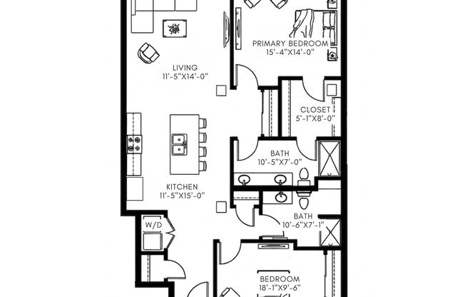 2 beds, 2 baths, 1,380 sqft, $3,350, Unit 503