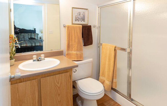 large Bathroom with modern finishes at Glen Oaks Apartments, Glendale, AZ 85301