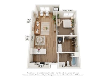 1 bed, 1 bath, 730 sqft, $1,445