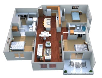 3 Bed 2 Bath Floor Plan at Shadow Bay Apartments, North Dakota, 58078