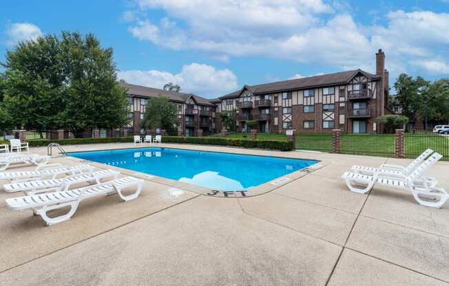 our apartments offer a swimming pool with chaise lounge chairs