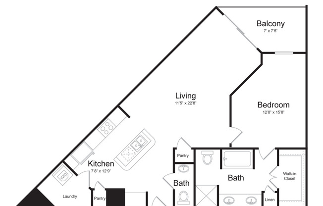 1 bed, 1.5 baths, 1,094 sqft, $2,007