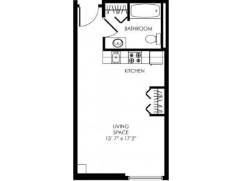 Studio, 1 bath, 358 sqft, $910
