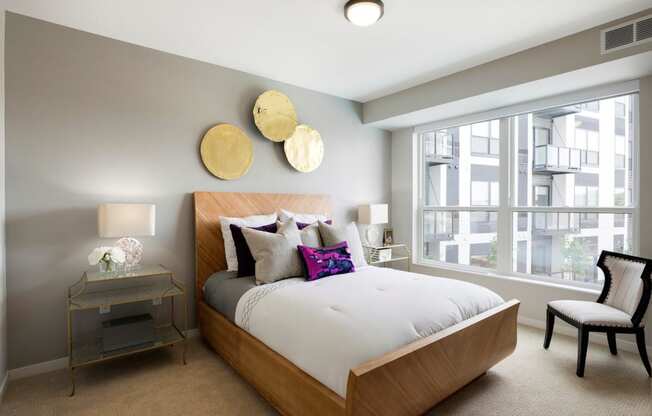 Master Bedroom with City View at Residences at 1700, Minnetonka, Minnesota