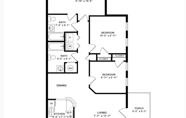 3 beds, 2 baths, 1,150 sqft, $1,299, Unit 7-0707
