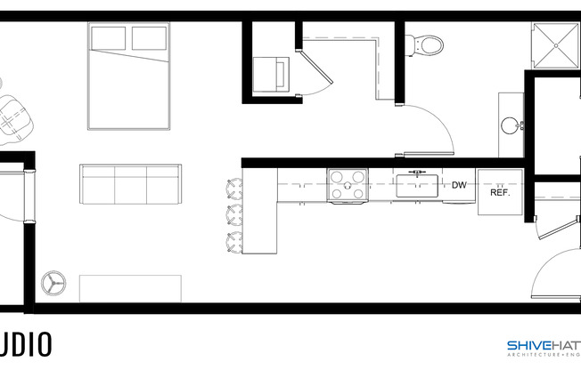 Studio, 1 bath, 564 sqft, $995, Unit Unit #402