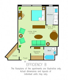 Studio, 1 bath, 500 sqft, $1,838