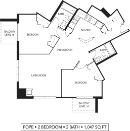 2 beds, 2 baths, 1,047 sqft, $2,077