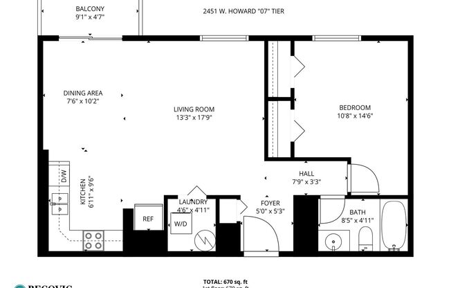 1 bed, 1 bath, 544 sqft, $2,000, Unit 207