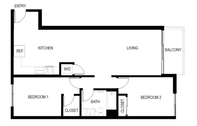 2 beds, 1 bath, 987 sqft, $3,600, Unit 401