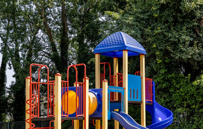 a colorful playground in a park